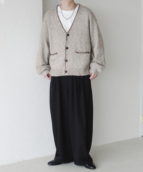 epnok（エプノック）の「ステッチメランジニットカーディガン（カーディガン/ボレロ・メンズ・カーキ/ネイビー/ベージュ・MEDIUM/SMALL/LARGE）」の7枚目の写真