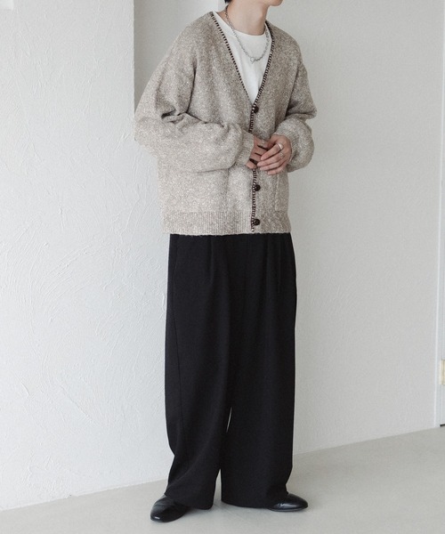 epnok（エプノック）の「ステッチメランジニットカーディガン（カーディガン/ボレロ・メンズ・カーキ/ネイビー/ベージュ・MEDIUM/SMALL/LARGE）」の6枚目の写真