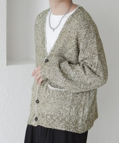epnok（エプノック）の「ステッチメランジニットカーディガン（カーディガン/ボレロ・メンズ・カーキ/ネイビー/ベージュ・MEDIUM/SMALL/LARGE）」の11枚目の写真