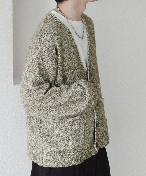 epnok（エプノック）の「ステッチメランジニットカーディガン（カーディガン/ボレロ・メンズ・カーキ/ネイビー/ベージュ・MEDIUM/SMALL/LARGE）」の12枚目の写真