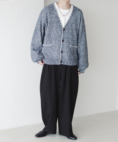 epnok（エプノック）の「ステッチメランジニットカーディガン（カーディガン/ボレロ・メンズ・カーキ/ネイビー/ベージュ・MEDIUM/SMALL/LARGE）」の21枚目の写真