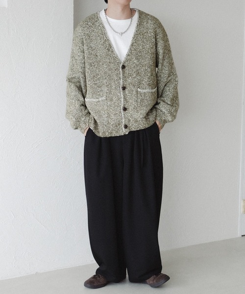 epnok（エプノック）の「ステッチメランジニットカーディガン（カーディガン/ボレロ・メンズ・カーキ/ネイビー/ベージュ・MEDIUM/SMALL/LARGE）」の13枚目の写真