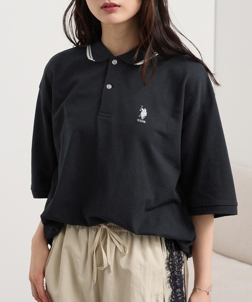 U.S. POLO ASSN 別注 ワンポイント刺繍 鹿の子ルーズ半袖ポロシャツ
