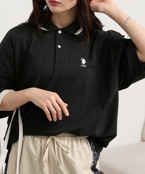 U.S. POLO ASSN 別注 ワンポイント刺繍 鹿の子ルーズポロシャツ MONO