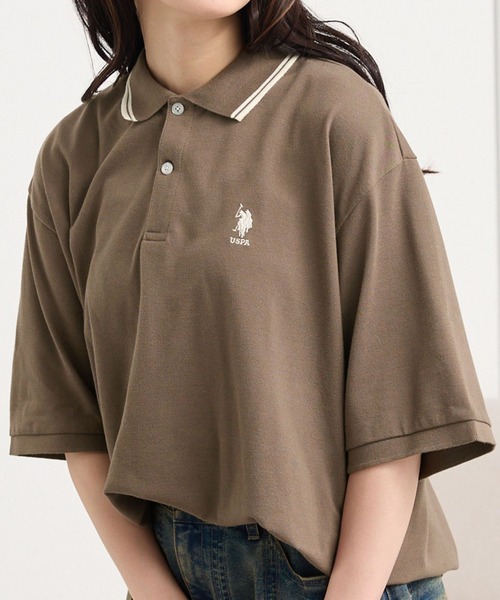 U.S. POLO ASSN 別注 ワンポイント刺繍 鹿の子ルーズポロシャツ MONO