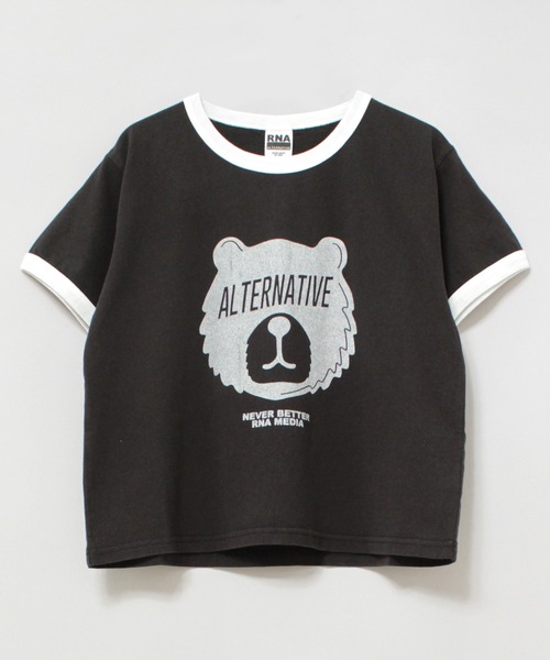 RNA(アールエヌエー)の「M2247 BLINDFOLD BEARミニT(Tシャツ/カットソー・レディース・ホワイト×ブルー/ピンク/ブラック×ホワイト・MEDIUM)」の3枚目の写真