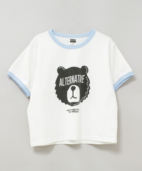 RNA(アールエヌエー)の「M2247 BLINDFOLD BEARミニT(Tシャツ/カットソー・レディース・ホワイト×ブルー/ピンク/ブラック×ホワイト・MEDIUM)」の8枚目の写真