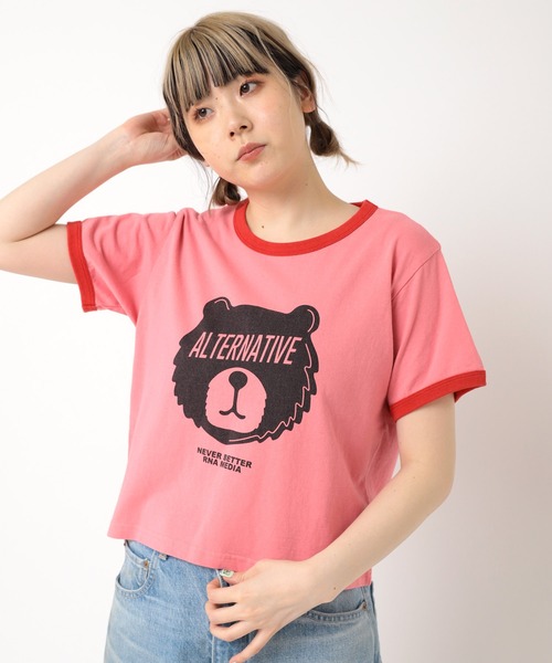 RNA(アールエヌエー)の「M2247 BLINDFOLD BEARミニT(Tシャツ/カットソー・レディース・ホワイト×ブルー/ピンク/ブラック×ホワイト・MEDIUM)」の21枚目の写真