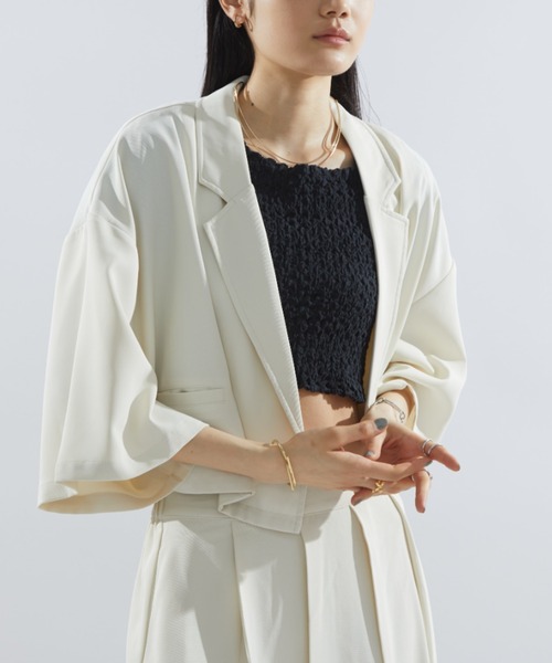 Aunt Marie's（アントマリーズ）の「クロップドルーズジャケット / SET UP対応（テーラードジャケット・レディース・ネイビー/ブラック/アイボリー・FREE）」の5枚目の写真