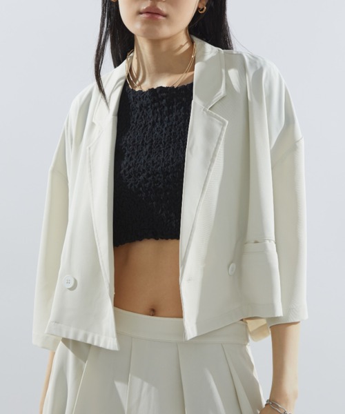 Aunt Marie's（アントマリーズ）の「クロップドルーズジャケット / SET UP対応（テーラードジャケット・レディース・ネイビー/ブラック/アイボリー・FREE）」の7枚目の写真