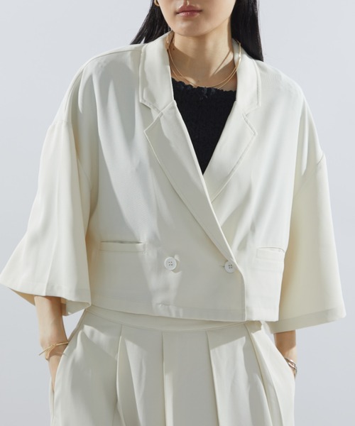 Aunt Marie's（アントマリーズ）の「クロップドルーズジャケット / SET UP対応（テーラードジャケット・レディース・ネイビー/ブラック/アイボリー・FREE）」の11枚目の写真