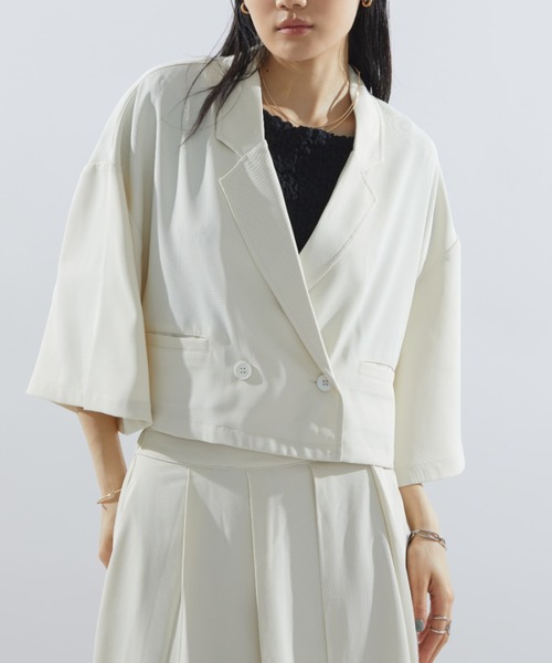 Aunt Marie's（アントマリーズ）の「クロップドルーズジャケット / SET UP対応（テーラードジャケット・レディース・ネイビー/ブラック/アイボリー・FREE）」の12枚目の写真