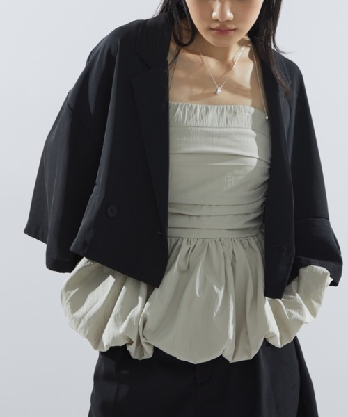 Aunt Marie's（アントマリーズ）の「クロップドルーズジャケット / SET UP対応（テーラードジャケット・レディース・ネイビー/ブラック/アイボリー・FREE）」の21枚目の写真