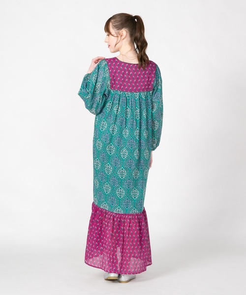 JEANS MATE（ジーンズメイト）の「【fortpoint/フォートポイント】インド綿花柄ワンピース（ワンピース・レディース・イエロー/ネイビー/グリーン・FREE）」の11枚目の写真