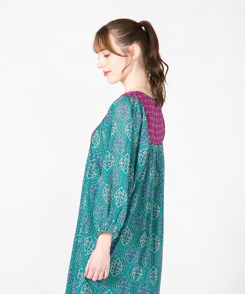 JEANS MATE（ジーンズメイト）の「【fortpoint/フォートポイント】インド綿花柄ワンピース（ワンピース・レディース・イエロー/ネイビー/グリーン・FREE）」の16枚目の写真