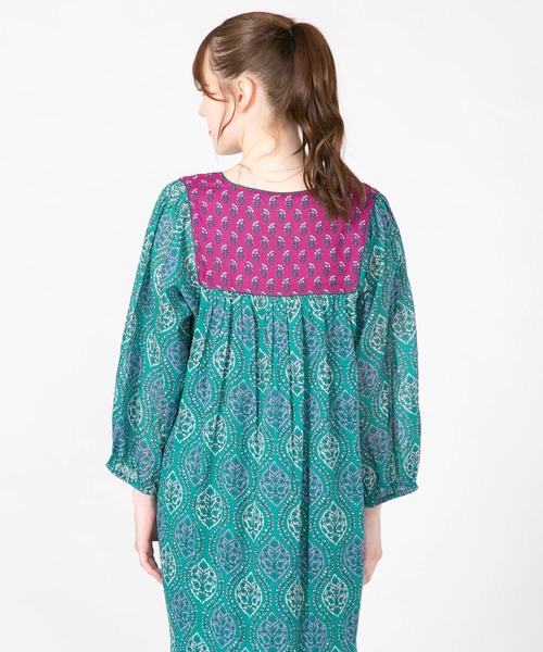 JEANS MATE（ジーンズメイト）の「【fortpoint/フォートポイント】インド綿花柄ワンピース（ワンピース・レディース・イエロー/ネイビー/グリーン・FREE）」の17枚目の写真