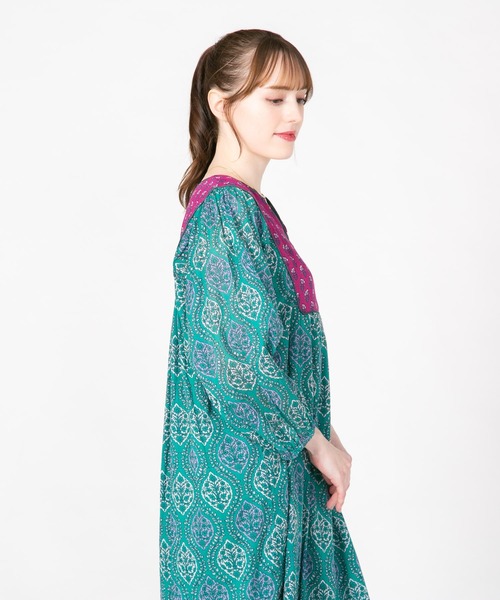 JEANS MATE（ジーンズメイト）の「【fortpoint/フォートポイント】インド綿花柄ワンピース（ワンピース・レディース・イエロー/ネイビー/グリーン・FREE）」の18枚目の写真