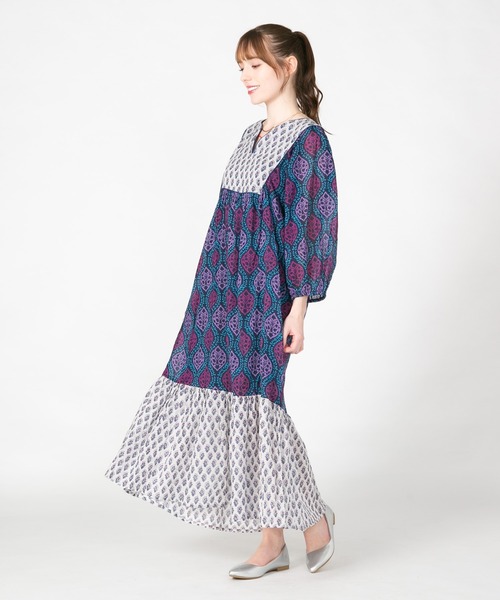 JEANS MATE（ジーンズメイト）の「【fortpoint/フォートポイント】インド綿花柄ワンピース（ワンピース・レディース・イエロー/ネイビー/グリーン・FREE）」の19枚目の写真