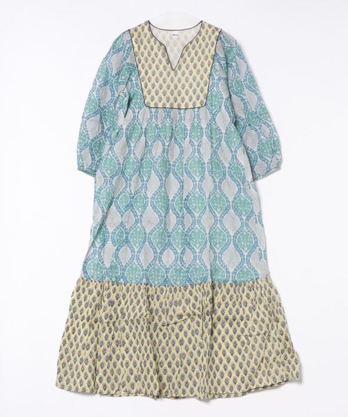 JEANS MATE（ジーンズメイト）の「【fortpoint/フォートポイント】インド綿花柄ワンピース（ワンピース・レディース・イエロー/ネイビー/グリーン・FREE）」の5枚目の写真