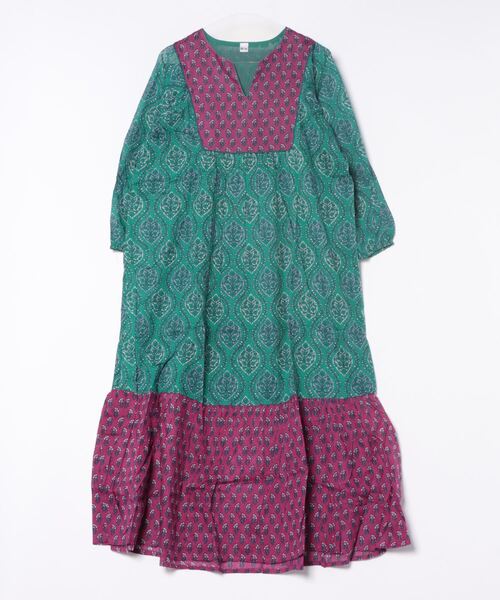 JEANS MATE（ジーンズメイト）の「【fortpoint/フォートポイント】インド綿花柄ワンピース（ワンピース・レディース・イエロー/ネイビー/グリーン・FREE）」の7枚目の写真