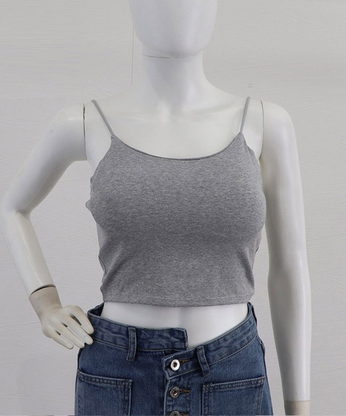 Miniministore（ミニミニストア）の「カップ付きキャミソール ショート丈 無地（キャミソール・レディース・グレー/ブラック/ホワイト・FREE）」の15枚目の写真