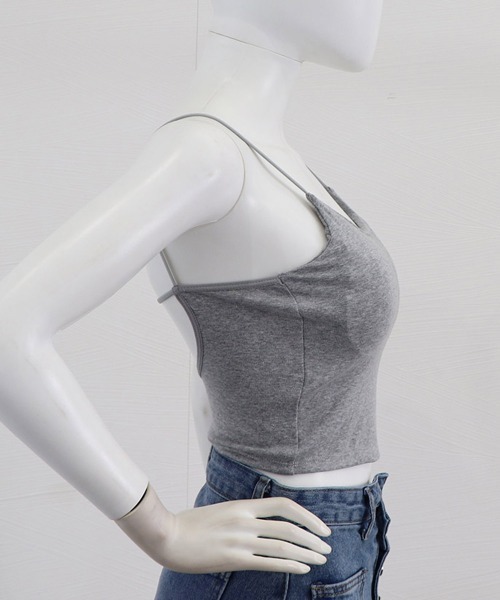 Miniministore（ミニミニストア）の「カップ付きキャミソール ショート丈 無地（キャミソール・レディース・グレー/ブラック/ホワイト・FREE）」の16枚目の写真