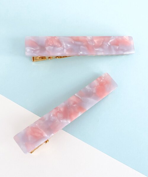 apres les cours（アプレレクール）の「マーブルヘアクリップ2個セット（バレッタ/ヘアクリップ・キッズ・アイボリー/ラベンダー・FREE）」の2枚目の写真