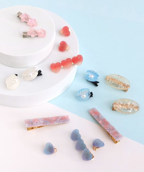 apres les cours（アプレレクール）の「マーブルヘアクリップ2個セット（バレッタ/ヘアクリップ・キッズ・アイボリー/ラベンダー・FREE）」の4枚目の写真