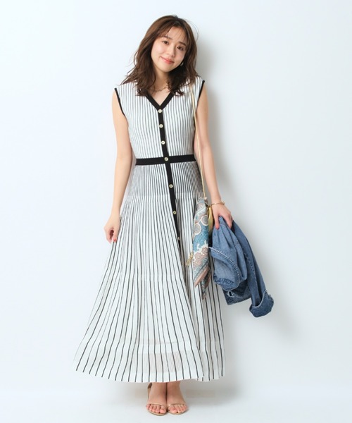 JUSGLITTY 衿付プリーツニットワンピース ジャスグリッティー JUSGLITTY 衿付プリーツニットワンピース
