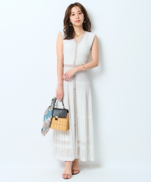 JUSGLITTY 衿付プリーツニットワンピース ジャスグリッティー JUSGLITTY 衿付プリーツニットワンピース