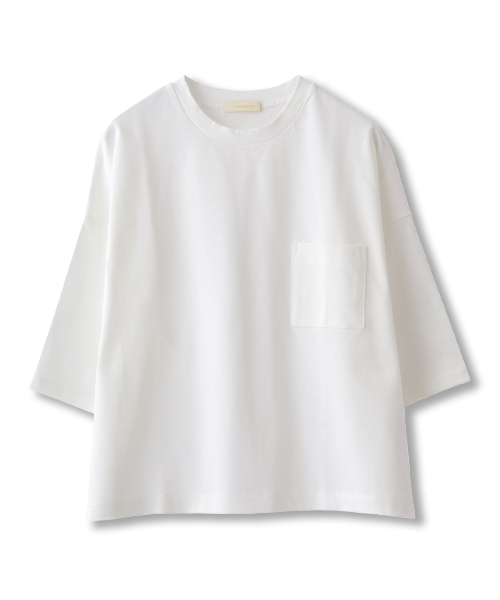 AMERICAN RAG CIE(アメリカンラグシー)の「AMERICAN RAG CIEヘビーコットン6分袖Tシャツ/208-AHS-L152-CT134(Tシャツ/カットソー・レディース・ホワイト/バーガンディー/ブラック・FREE)」の2枚目の写真