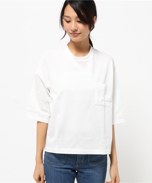 AMERICAN RAG CIE(アメリカンラグシー)の「AMERICAN RAG CIEヘビーコットン6分袖Tシャツ/208-AHS-L152-CT134(Tシャツ/カットソー・レディース・ホワイト/バーガンディー/ブラック・FREE)」の5枚目の写真
