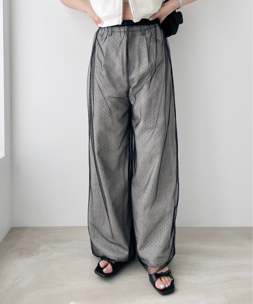 Heather(ヘザー)の「チュールシアーパンツ 121694(その他パンツ・レディース・ホワイト系その他/ブラック/ブラック系その他・FREE)」の1枚目の写真