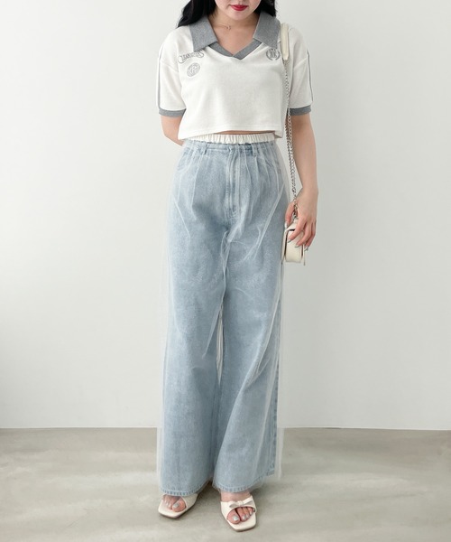 seyto サイズ3 / チュールレイヤードシアーワイドパンツ Tulle layered sheer wide pants / チュールレイヤードシアー