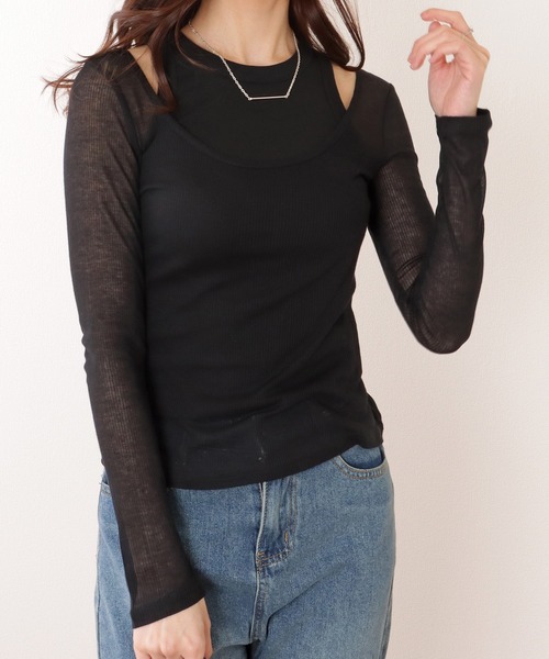 Lace Ladies（レースレディース）の「ラウンドネック スリム シアー リブ プルオーバー（その他トップス・レディース・グレー/アイボリー/ブラック/ベージュ・M/XL）」の9枚目の写真