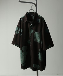 【NAIVE MAGIC】 とろみ ドレープ シルクタッチ ワイドシルエット レギュラーカラー 柄シャツ