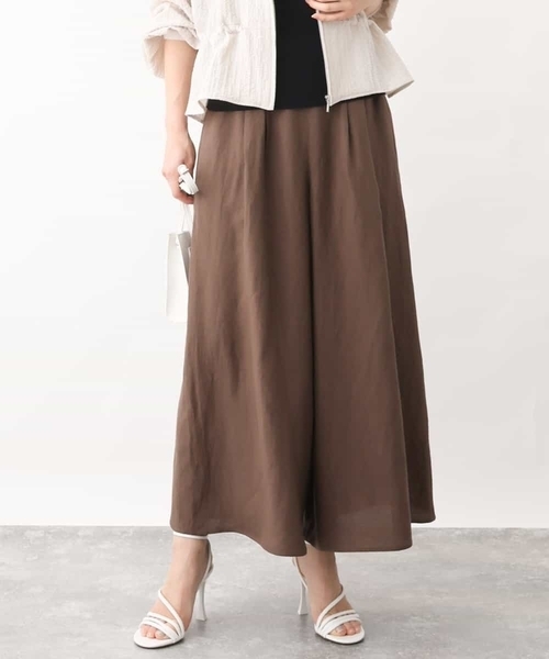 MK MICHEL KLEIN（エムケーミッシェルクラン）の「リネン混ワイドパンツ/洗える（その他パンツ・レディース・ベージュ/ブラウン/クリーム・38）」の2枚目の写真