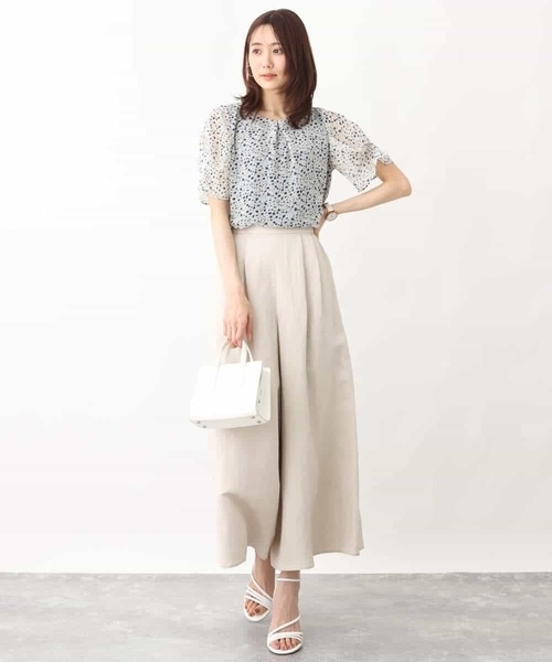 MK MICHEL KLEIN（エムケーミッシェルクラン）の「リネン混ワイドパンツ/洗える（その他パンツ・レディース・ベージュ/ブラウン/クリーム・38）」の4枚目の写真