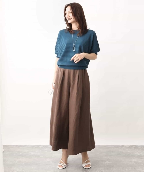 MK MICHEL KLEIN（エムケーミッシェルクラン）の「リネン混ワイドパンツ/洗える（その他パンツ・レディース・ベージュ/ブラウン/クリーム・38）」の11枚目の写真