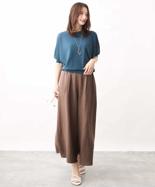 MK MICHEL KLEIN（エムケーミッシェルクラン）の「リネン混ワイドパンツ/洗える（その他パンツ・レディース・ベージュ/ブラウン/クリーム・38）」の12枚目の写真