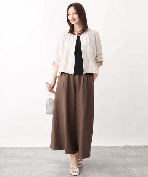 MK MICHEL KLEIN（エムケーミッシェルクラン）の「リネン混ワイドパンツ/洗える（その他パンツ・レディース・ベージュ/ブラウン/クリーム・38）」の13枚目の写真