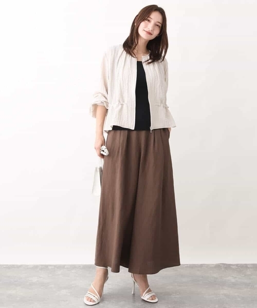 MK MICHEL KLEIN（エムケーミッシェルクラン）の「リネン混ワイドパンツ/洗える（その他パンツ・レディース・ベージュ/ブラウン/クリーム・38）」の14枚目の写真