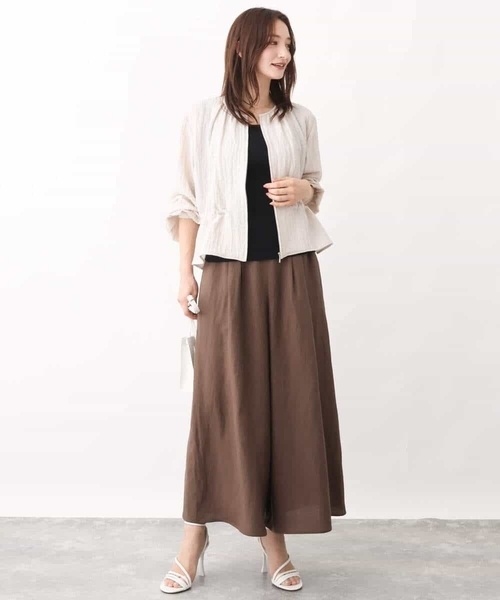 MK MICHEL KLEIN（エムケーミッシェルクラン）の「リネン混ワイドパンツ/洗える（その他パンツ・レディース・ベージュ/ブラウン/クリーム・38）」の15枚目の写真