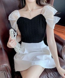 異素材半袖トップス