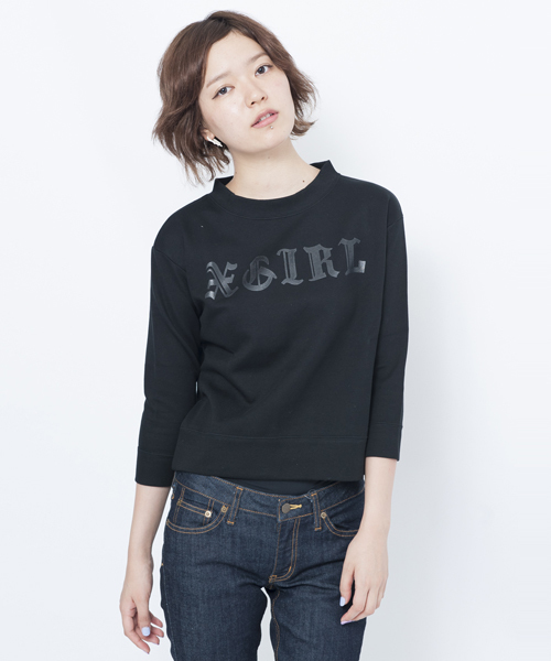 X-girl（エックスガール）の「SPORTY SWEAT SHORT TOP（スウェット・レディース・ブラック/アッシュ・1/2）」の4枚目の写真