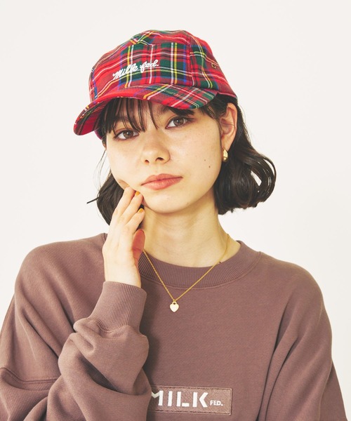 MILKFED.(ミルクフェド)の「ICING LOGO PLAID JET CAP(キャップ・レディース・ライトブルー/レッド/ネイビー・ONE SIZE)」の4枚目の写真