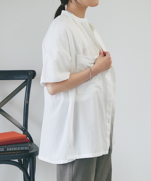 un dix cors（アンディコール）の「スパンローン気流染めシャツ（シャツ/ブラウス・レディース・オフホワイト/チャコールグレー/ブルー・FREE）」の20枚目の写真