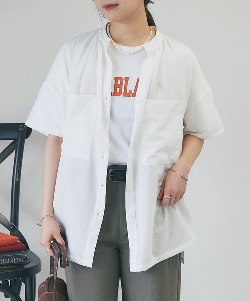 un dix cors（アンディコール）の「スパンローン気流染めシャツ（シャツ/ブラウス・レディース・オフホワイト/チャコールグレー/ブルー・FREE）」の22枚目の写真