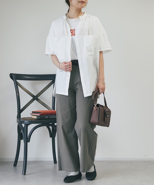 un dix cors（アンディコール）の「スパンローン気流染めシャツ（シャツ/ブラウス・レディース・オフホワイト/チャコールグレー/ブルー・FREE）」の14枚目の写真