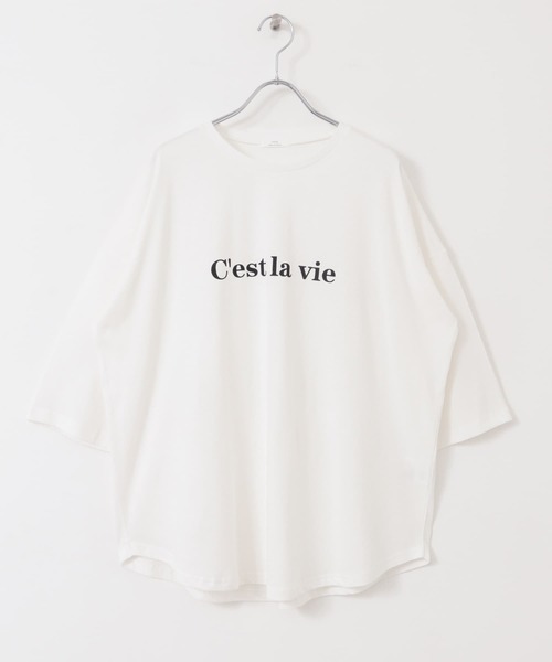 ITEMS URBANRESEARCH（アイテムズ アーバンリサーチ）の「ロゴハンソデビッグTシャツ（Tシャツ/カットソー・レディース・ダークブラウン/オフホワイト/ライトベージュ・FREE）」の12枚目の写真
